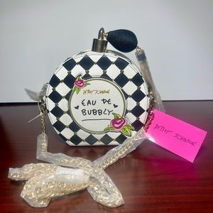 Betsey Johnson Eau De Bubbly Perfume Crossbody, Black/White